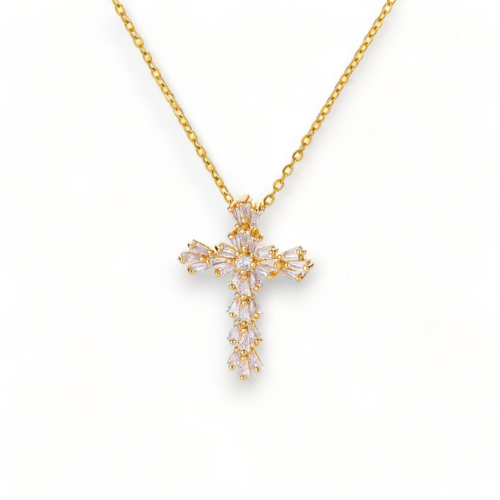 Blossom - collier croix chrétienne acier inoxydable