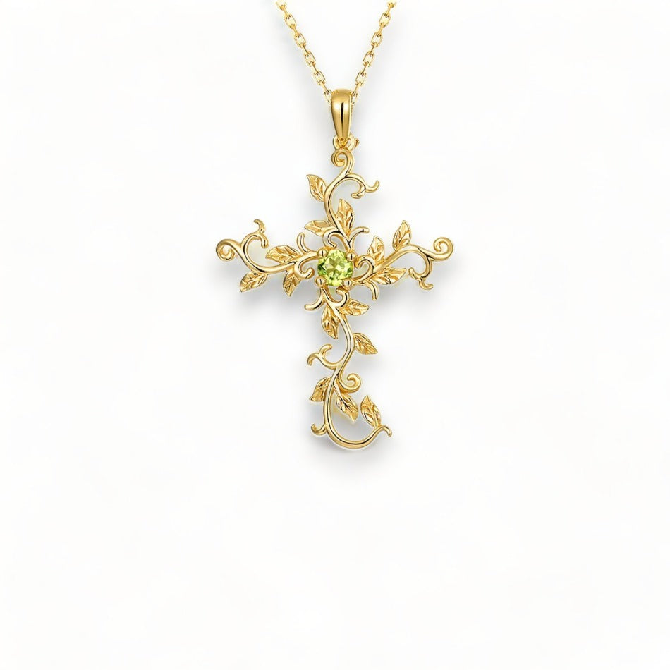 Sylvine - collier croix pierres précieuse