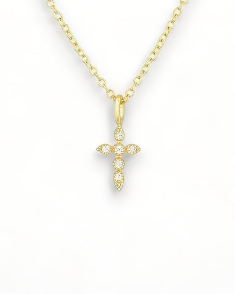 Lumineux - collier croix plaqué or
