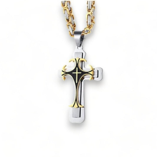 Bichrome - collier double croix