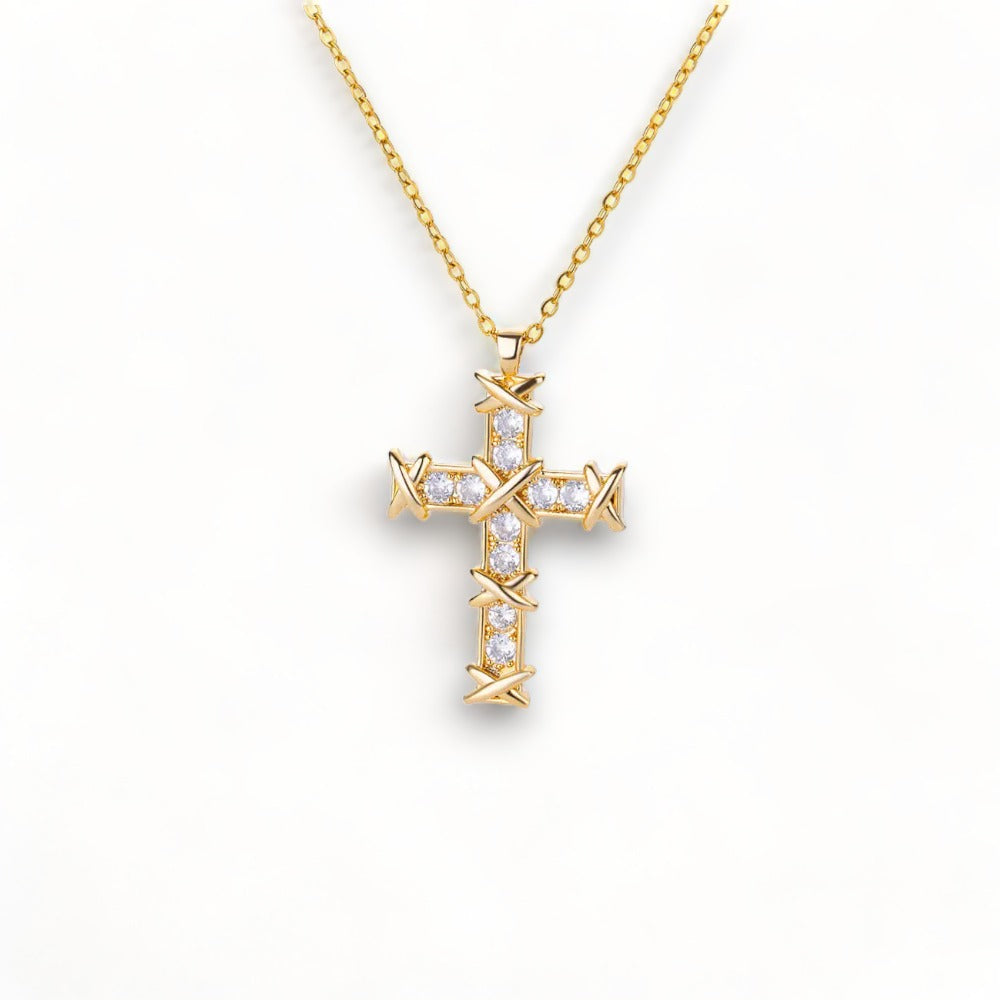 Gemmée - collier petite croix diamant