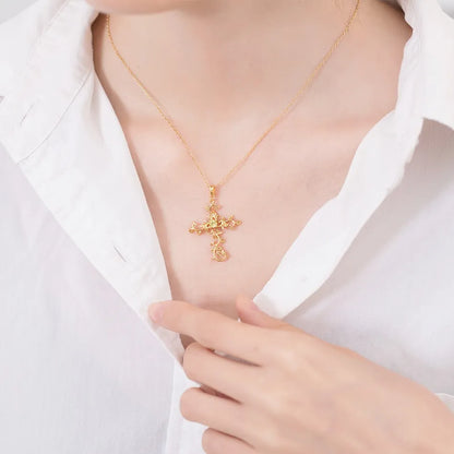 Sylvine - collier croix pierres précieuse