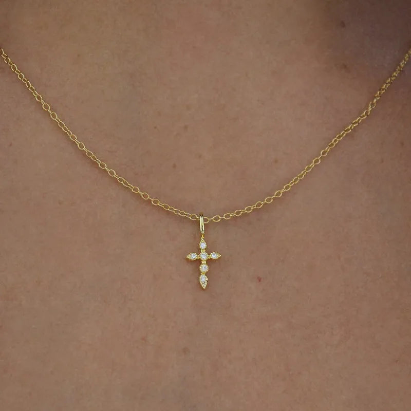 Lumineux - collier croix plaqué or