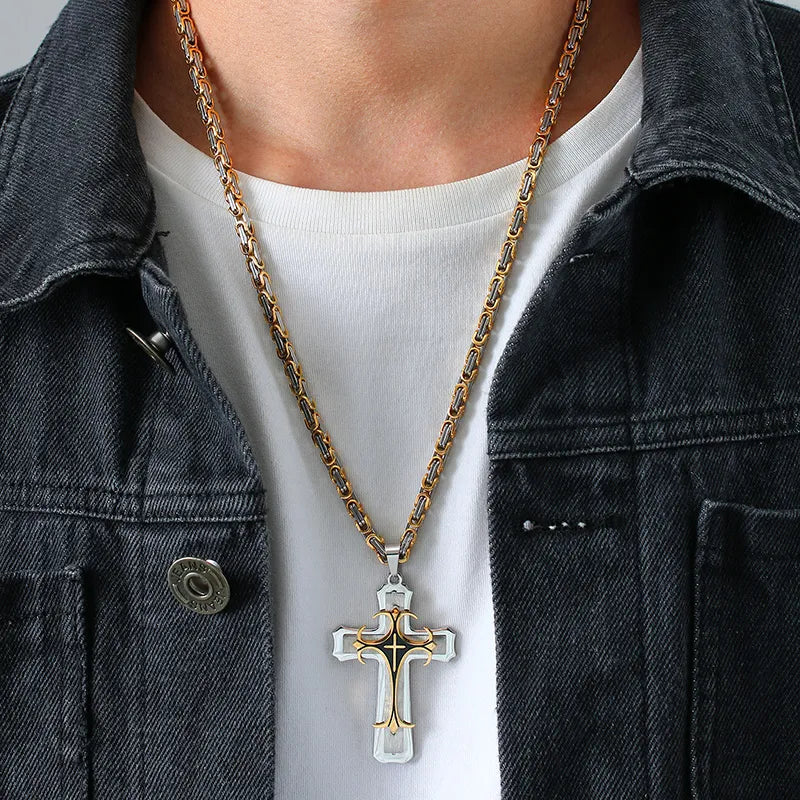 Bichrome - collier double croix