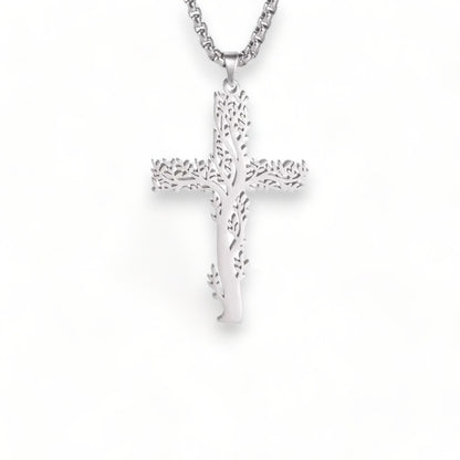 Arboria - collier croix acier inoxydable femme